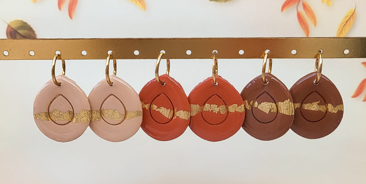 Pampilles Aurélya en pâte polymère - artisanal - Les merveilles de Sophie