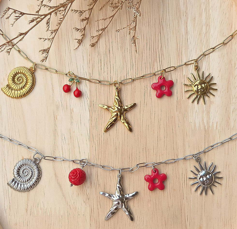 Collier Soléva sur fond bois - Les merveilles de Sophie