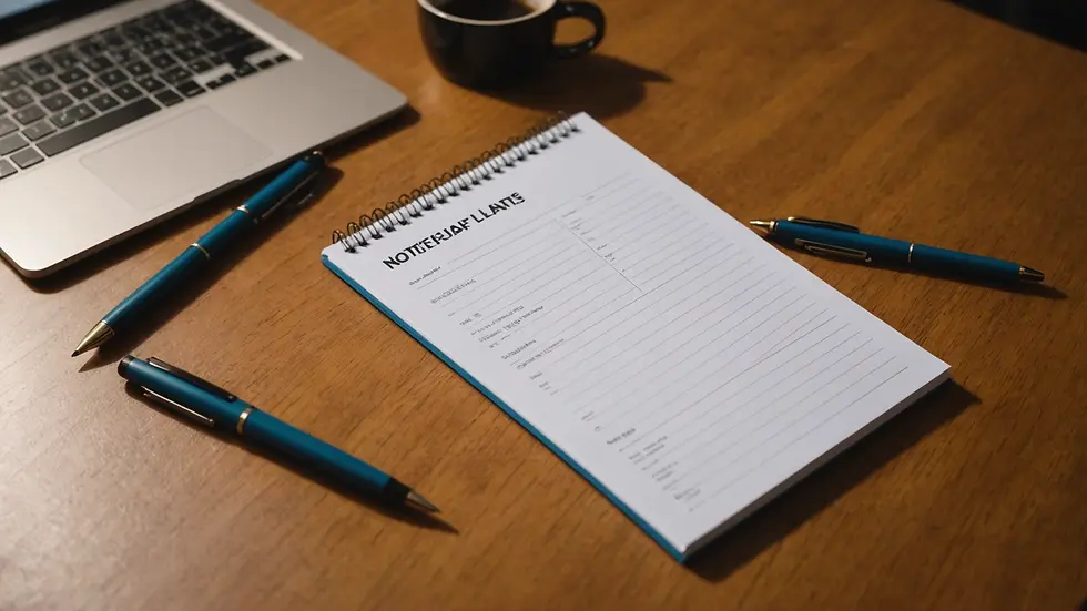 High angle view of a notepad and a certification pen on a table