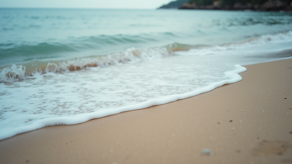 High angle view of a tranquil beach with soft waves