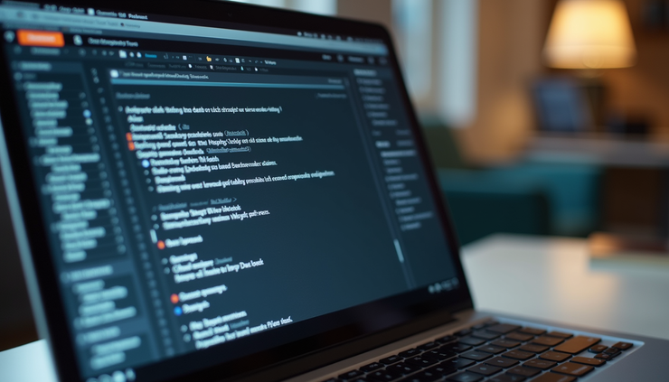 Close-up view of a laptop screen displaying a resume editing software with highlighted text