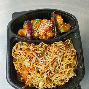 Hot Orange Chicken Lo Mein Noodle - Acı Portakal Soslu Tavuk Noodle