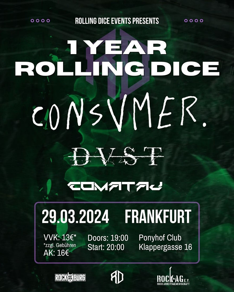 1 Year Rolling Dice Anniversary Show - POSTPONED - Neues Datum T.B.A.