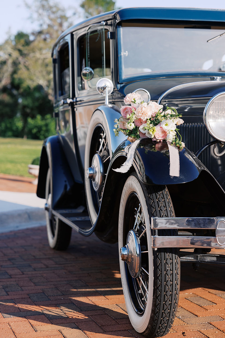 Bride and groom sharing a quiet moment in the Whitehurst Gallery courtyard