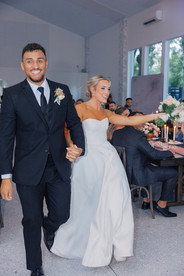 Elegant ranch wedding reception under string lights in Florida
