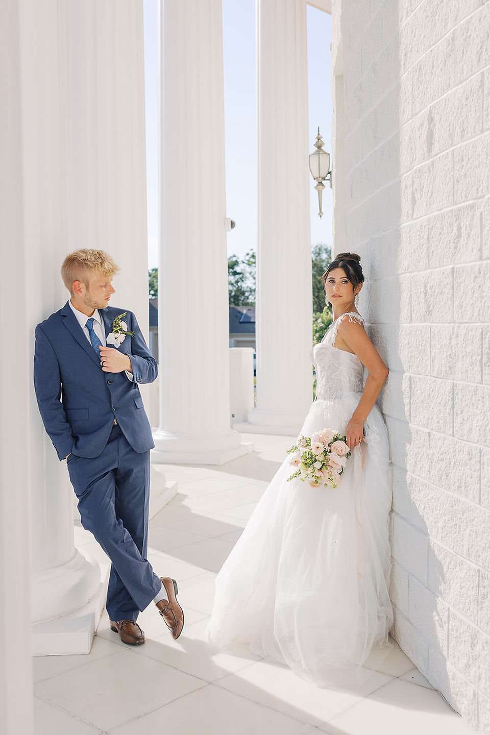 fine art and editorial bright and airy film image of couple wedding at the whitehurt gallery 
