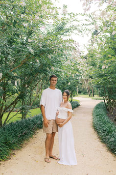 Luxury fine art maternity session at Washington Oaks Gardens State Park, editorial portraits in lush Florida gardens