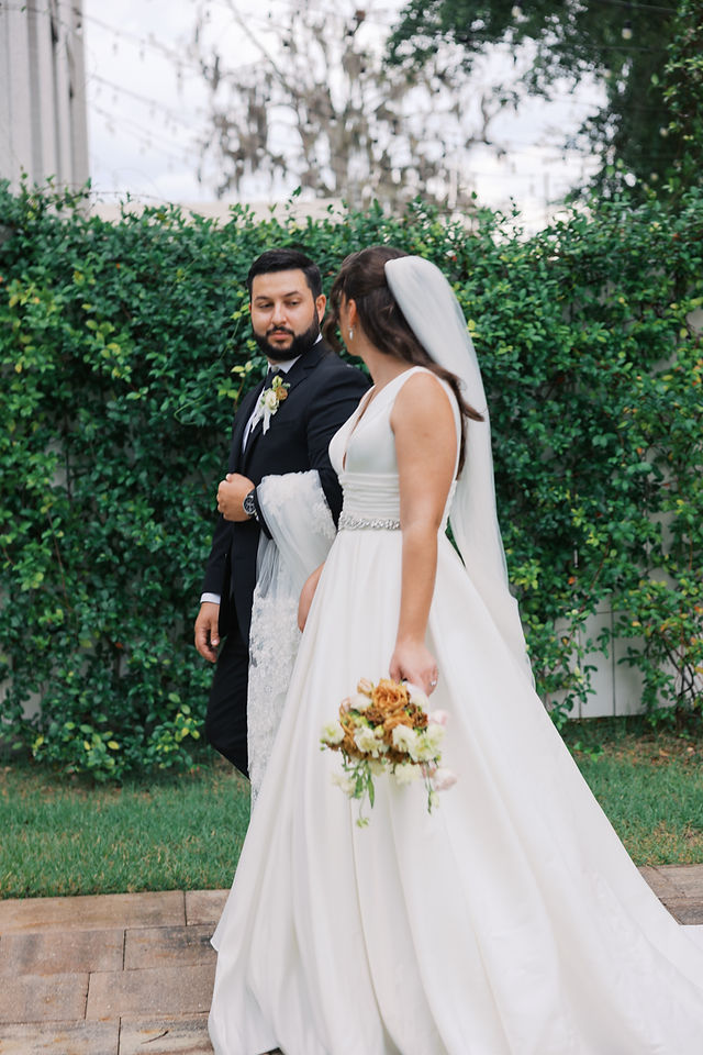 bride and groom candid walking fine art wedding photography in gainesville florida