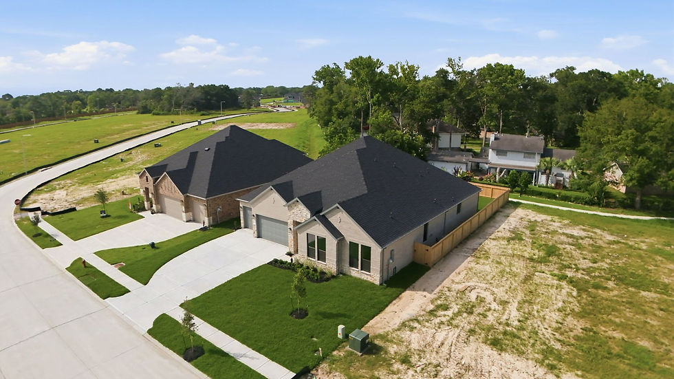 Aerial view of Houston-area new housing development for the Iowa Colony and Rosharon buyer guide