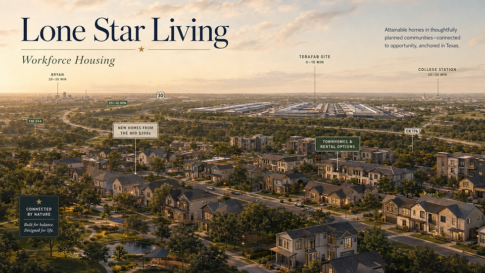 Workforce housing concept for communities near the Terafab corridor.