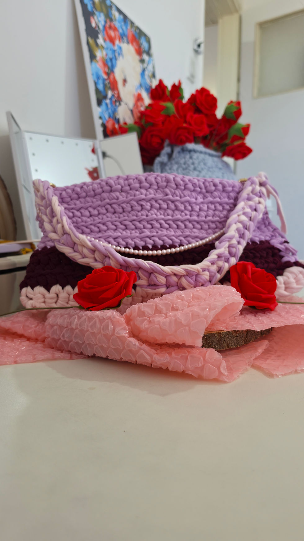 Thumbnail: Handmade Lavender Crochet Shoulder Bag