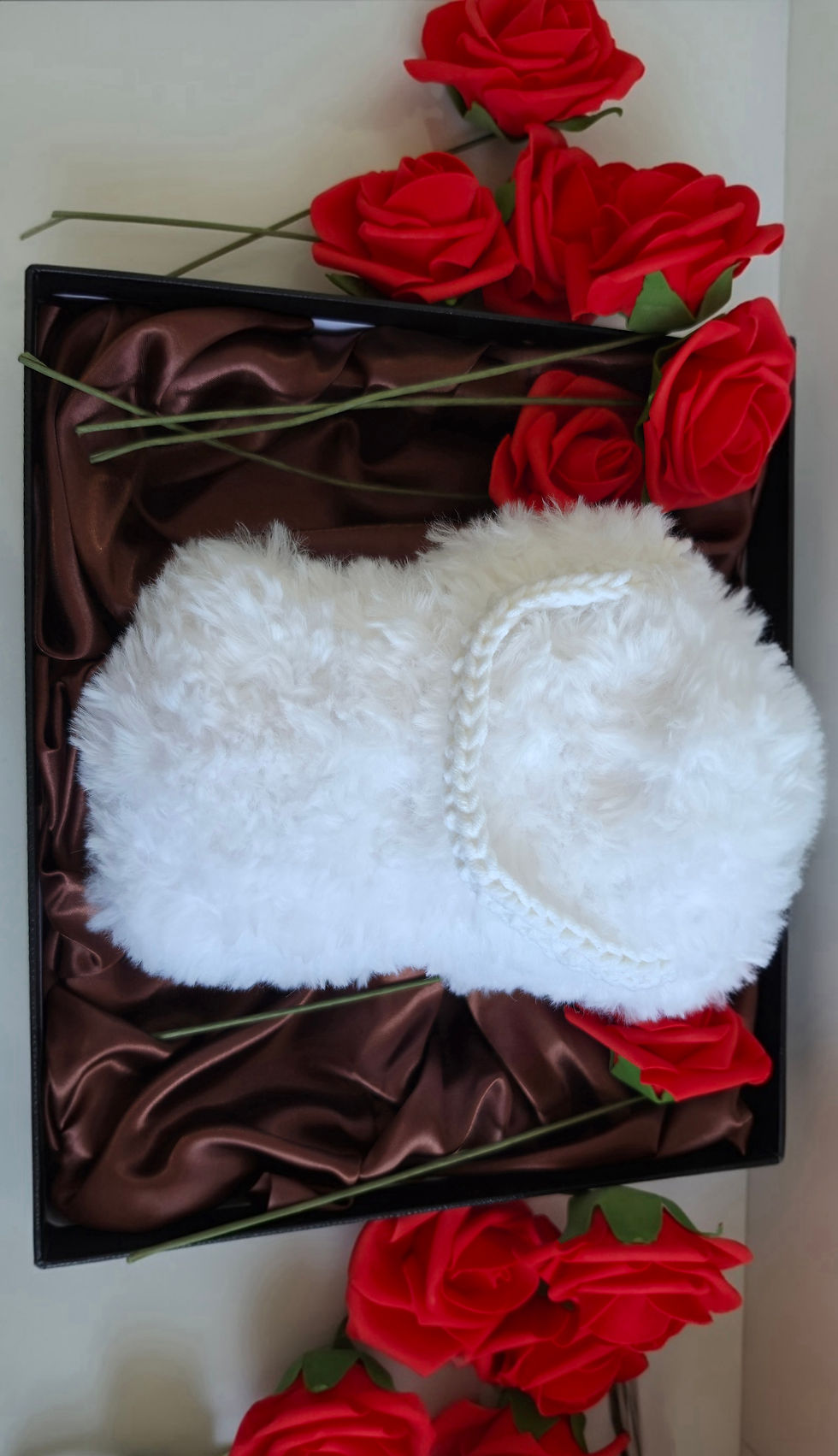 Thumbnail: White Fluffy Crochet Basket, Handmade Makeup Organizer, Gift for Her