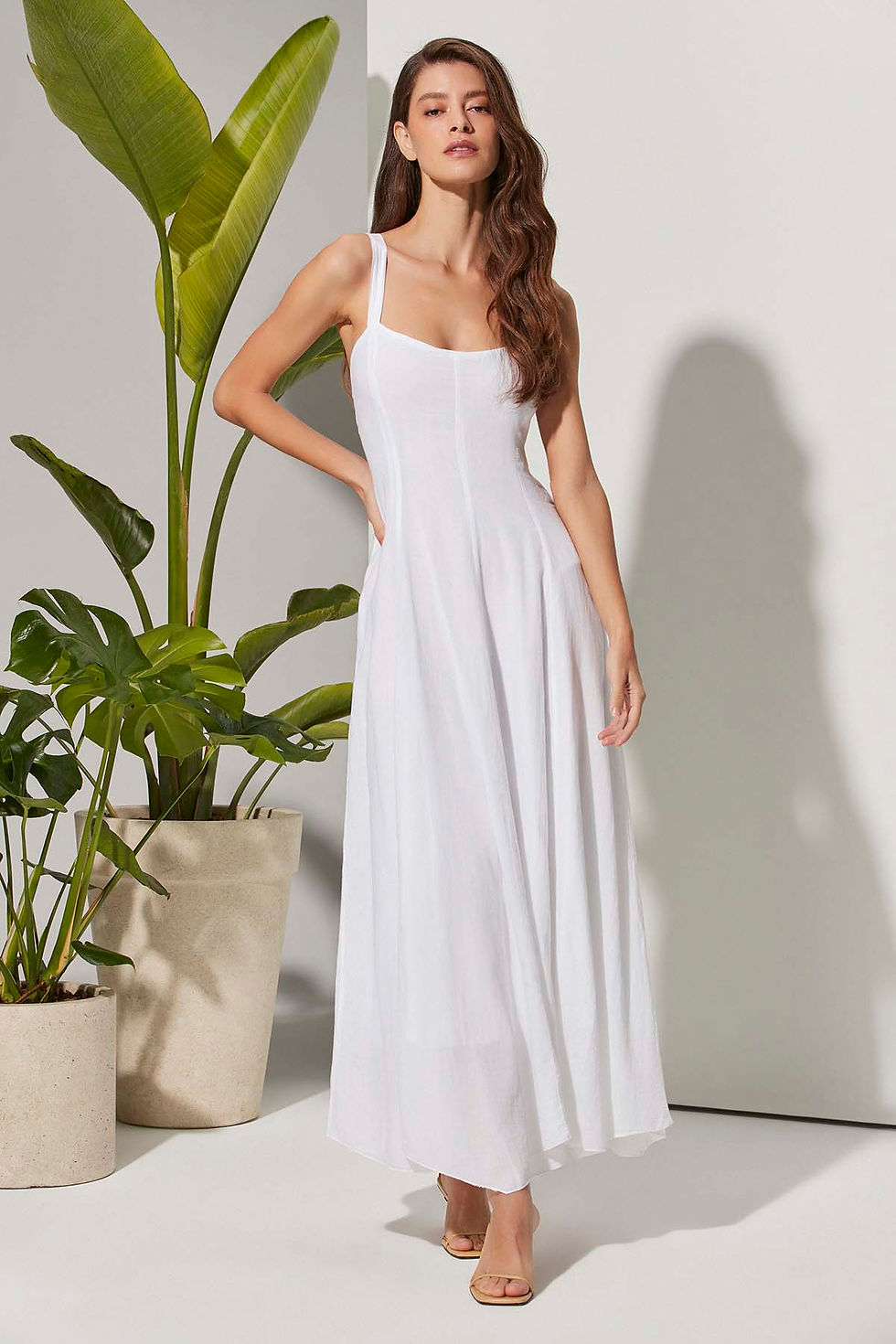Thumbnail: Strapless White Long Women's Dress