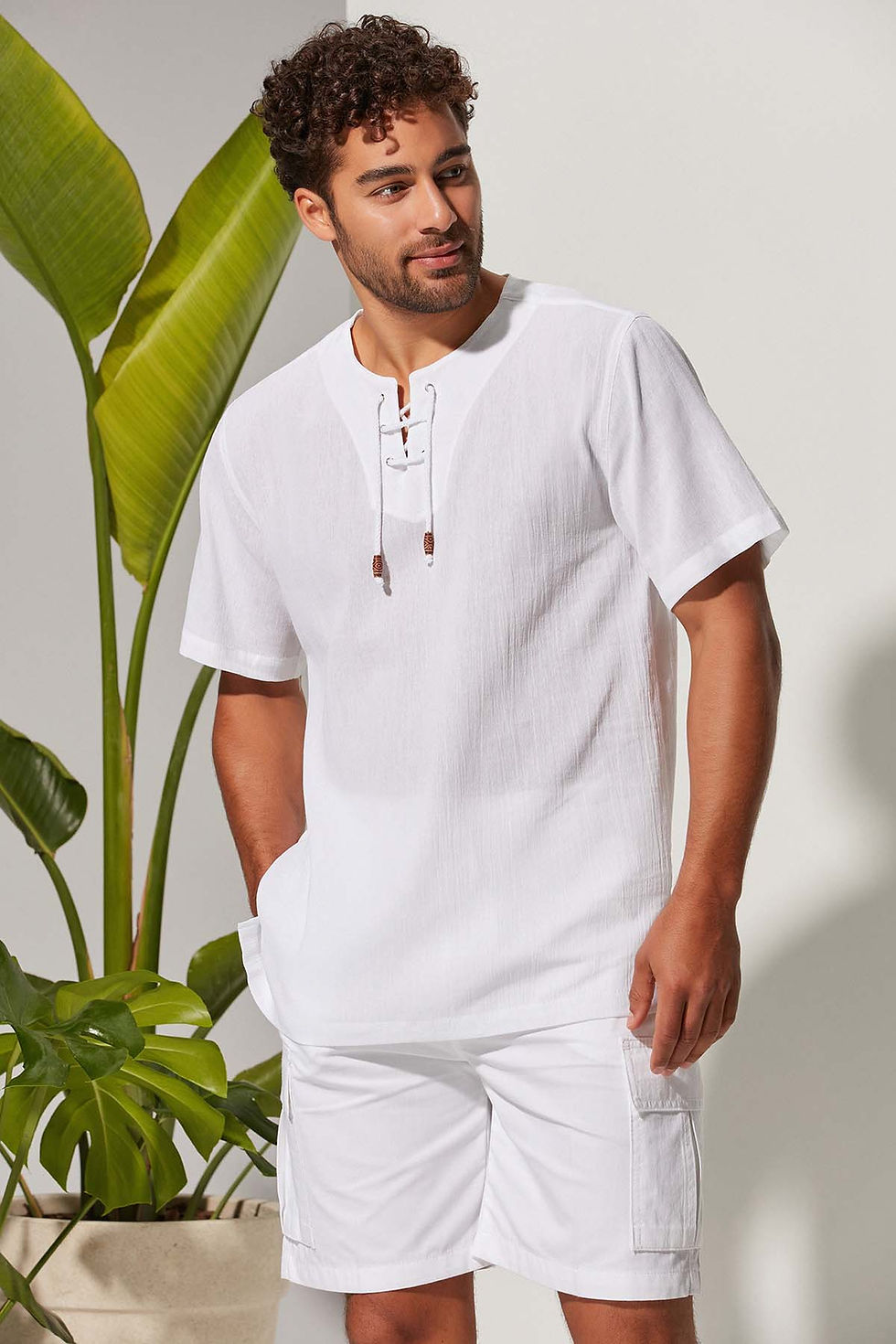 Thumbnail: Short Sleeve Stapled Şile Cloth Men's T-Shirt