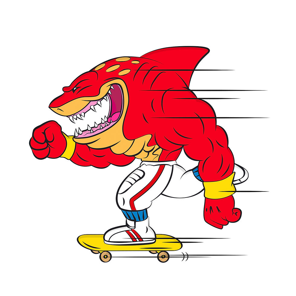 Vector illustration of a red vintage character skateboarding