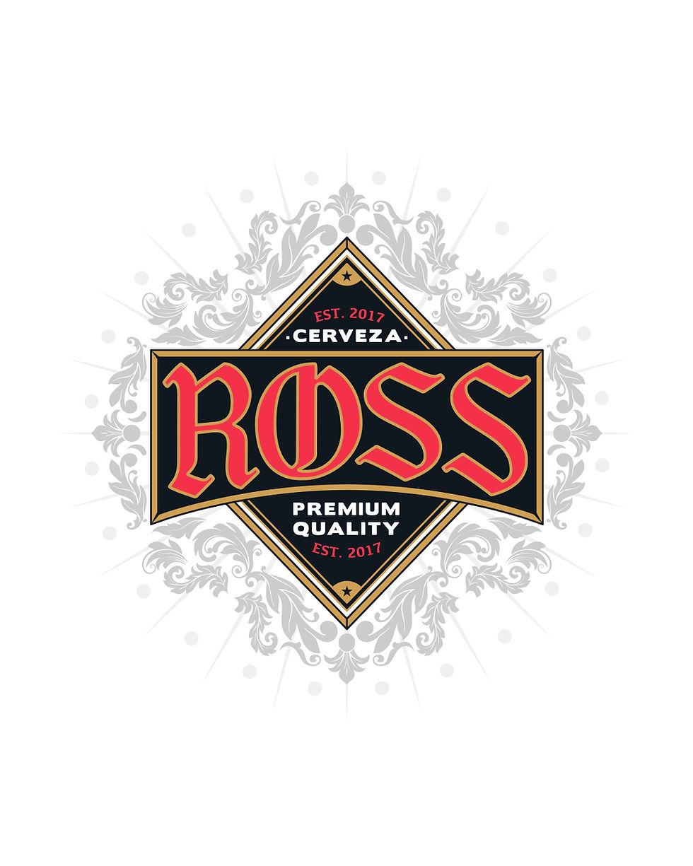 Ross beer brand logo and graphic identity