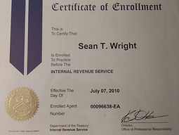 Sean T Wright Certificate of Enrollment Practice Before the IRS.jpg