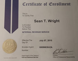 Sean T Wright Certificate of Enrollment Practice Before the IRS.jpg