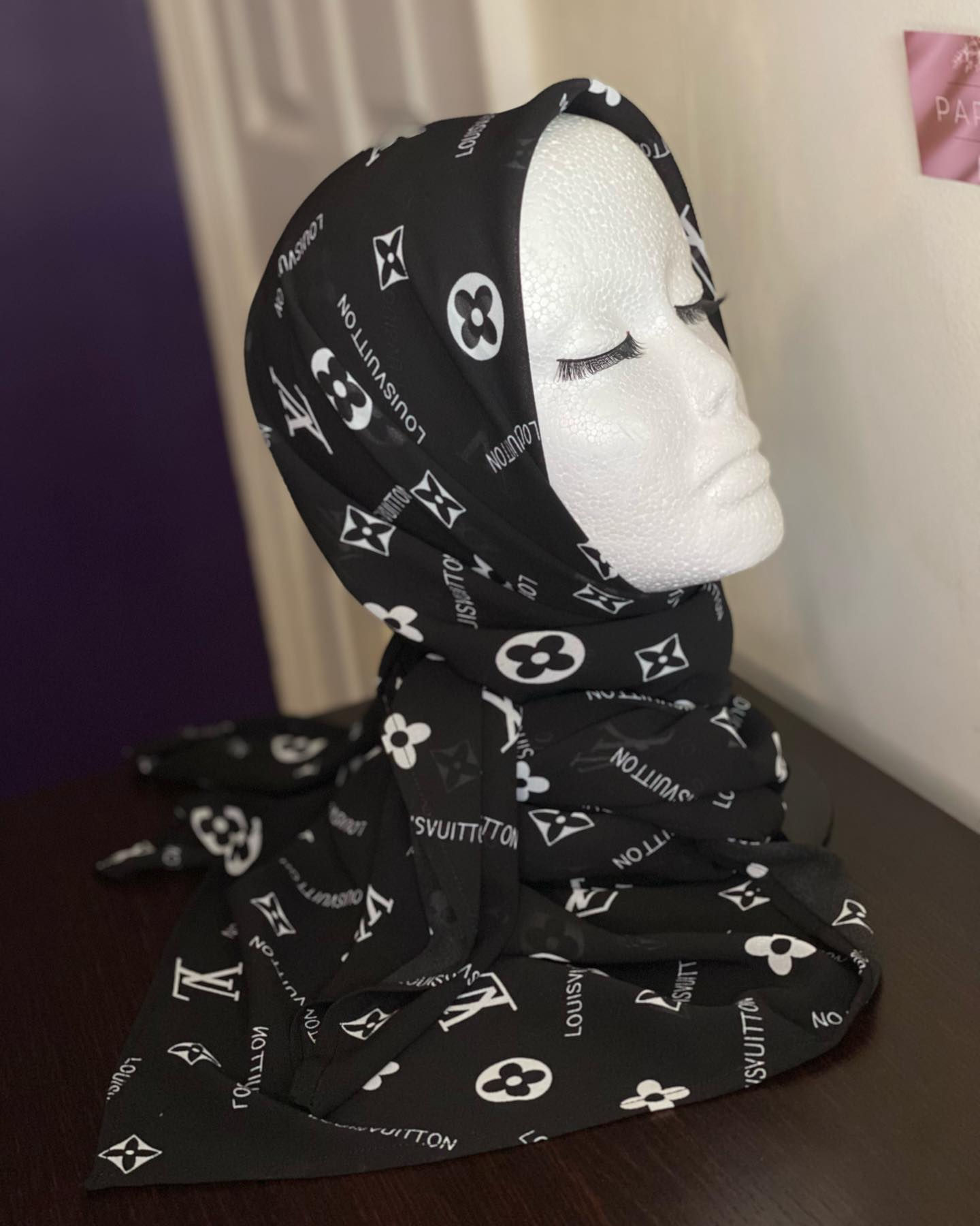 Black LV Square Hijab