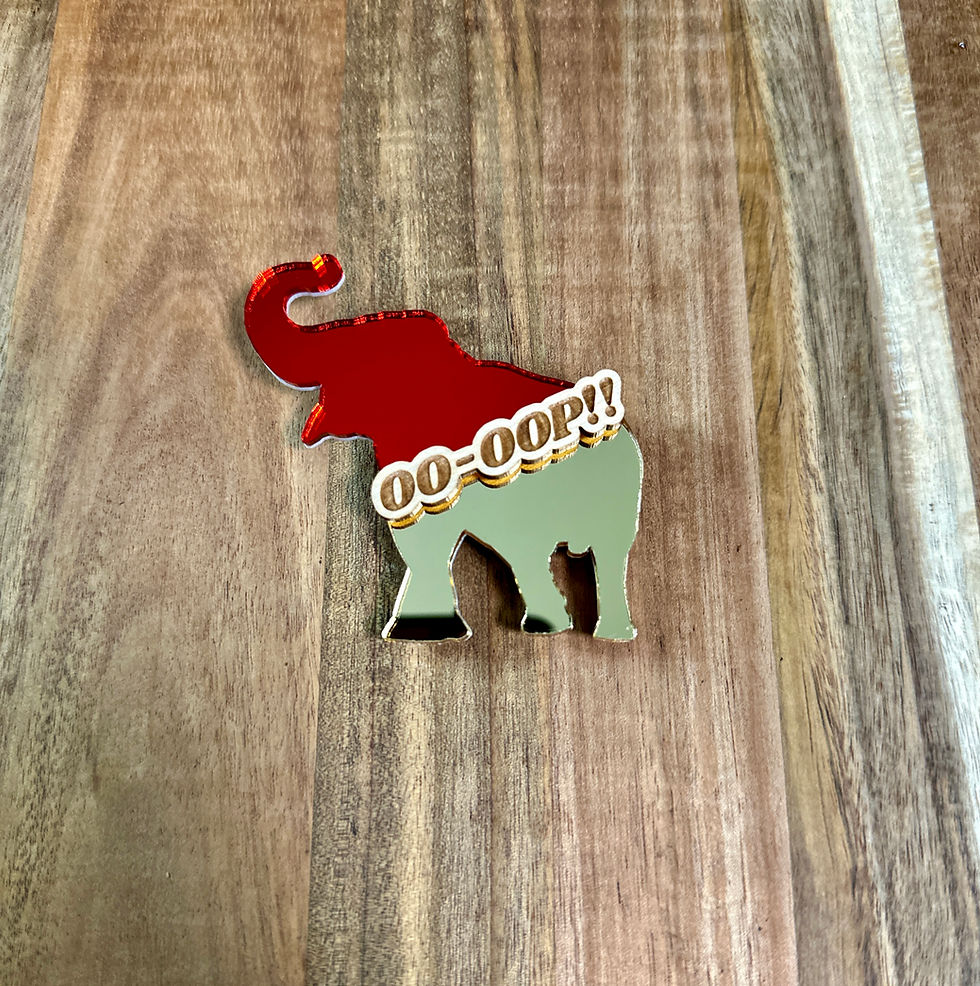Thumbnail: Mirror & Wood Elephant Pin