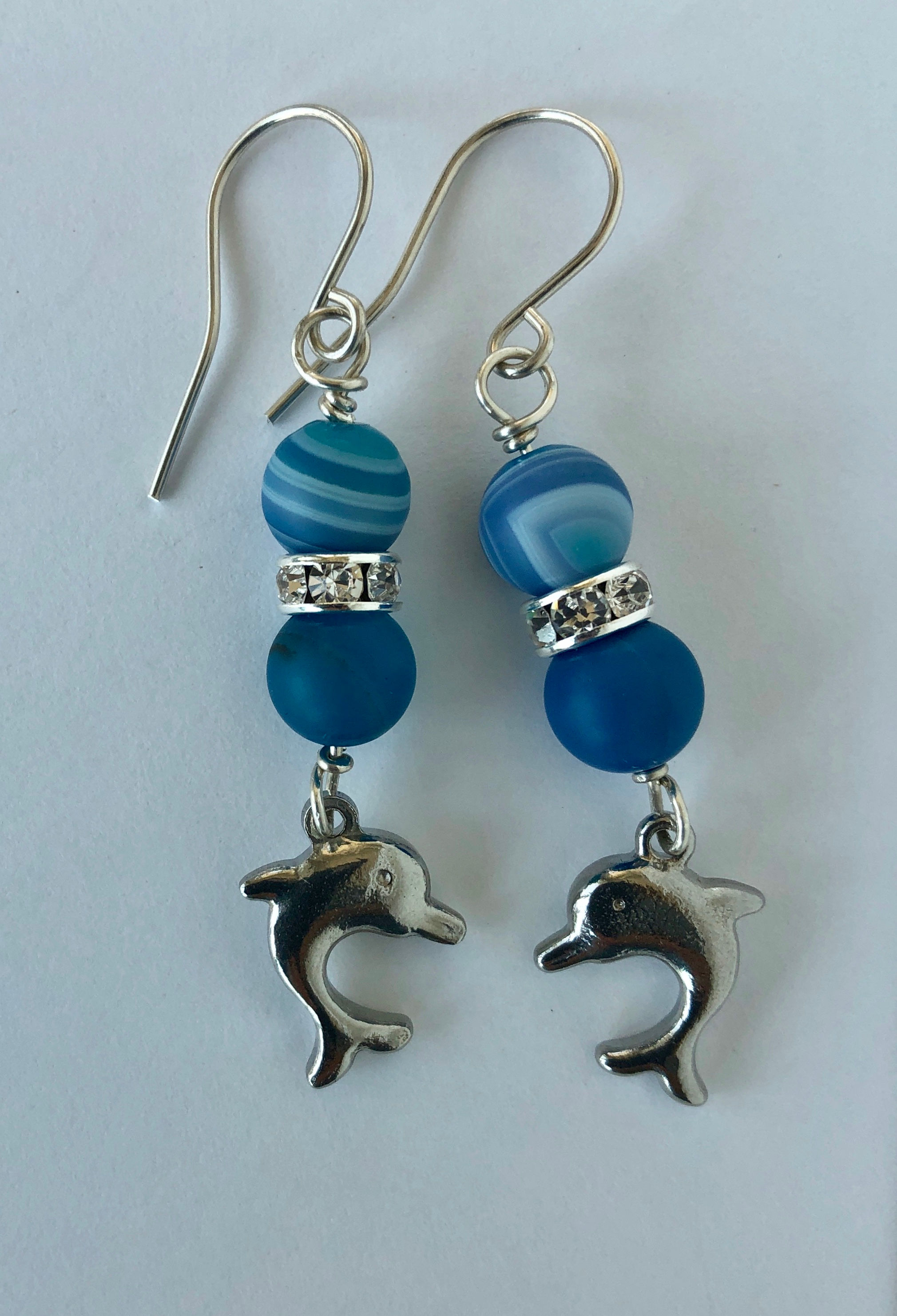 Sardonyx And Stainless Steel Dolphins