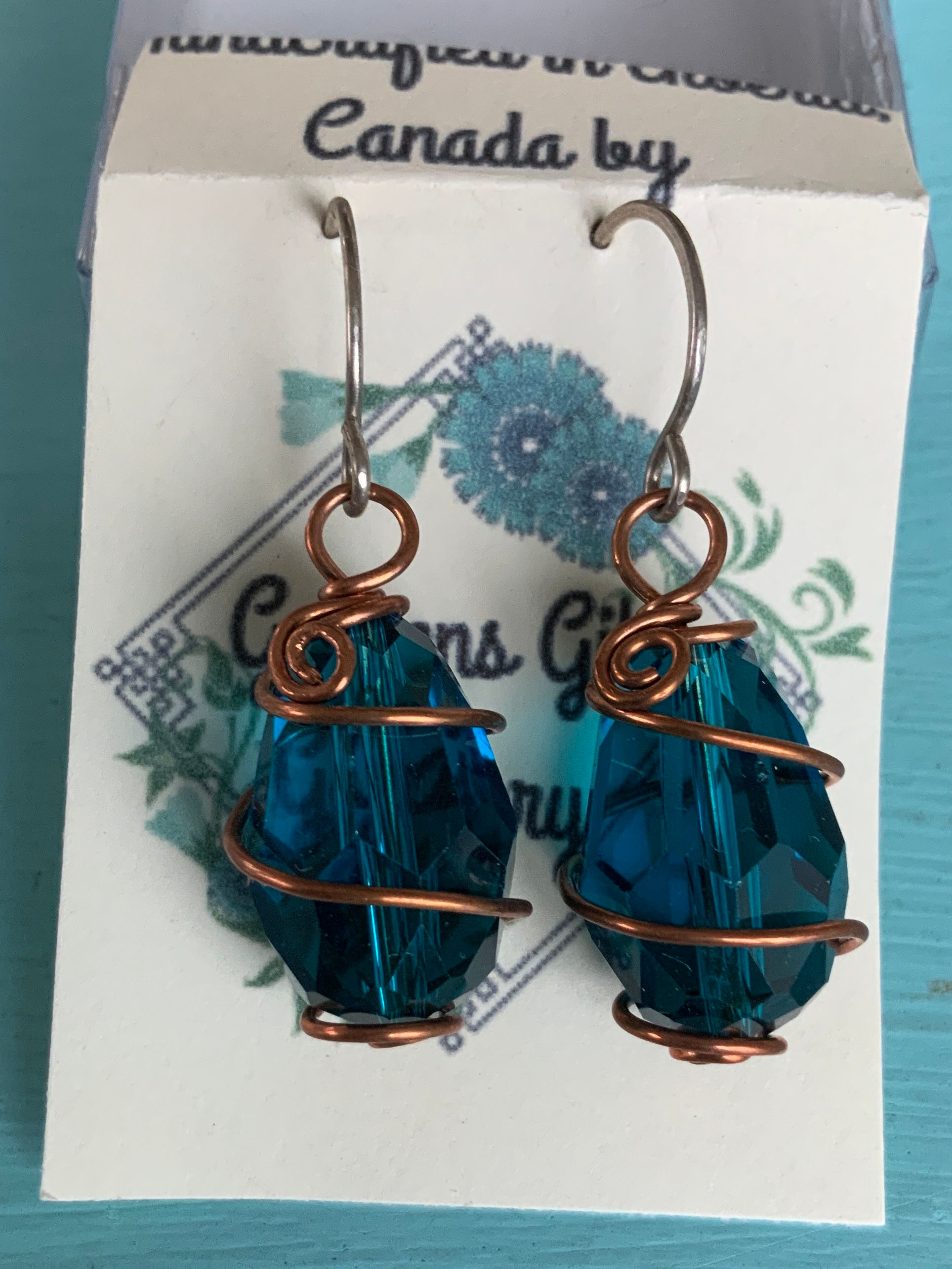 Teal crystal tear drops