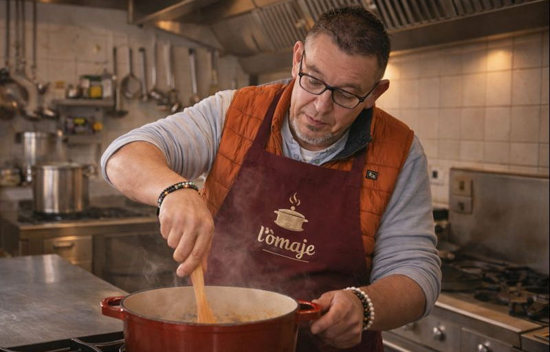 Didier, chef du restaurant lomaje entrain de cuisiner