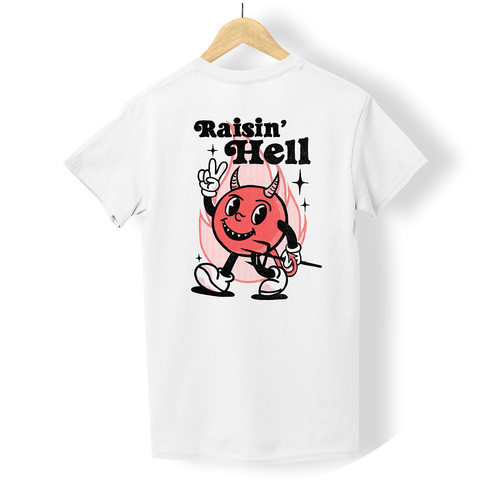 Thumbnail: Raisin' Hell T-shirt - Retro Cartoon Mascot Devil