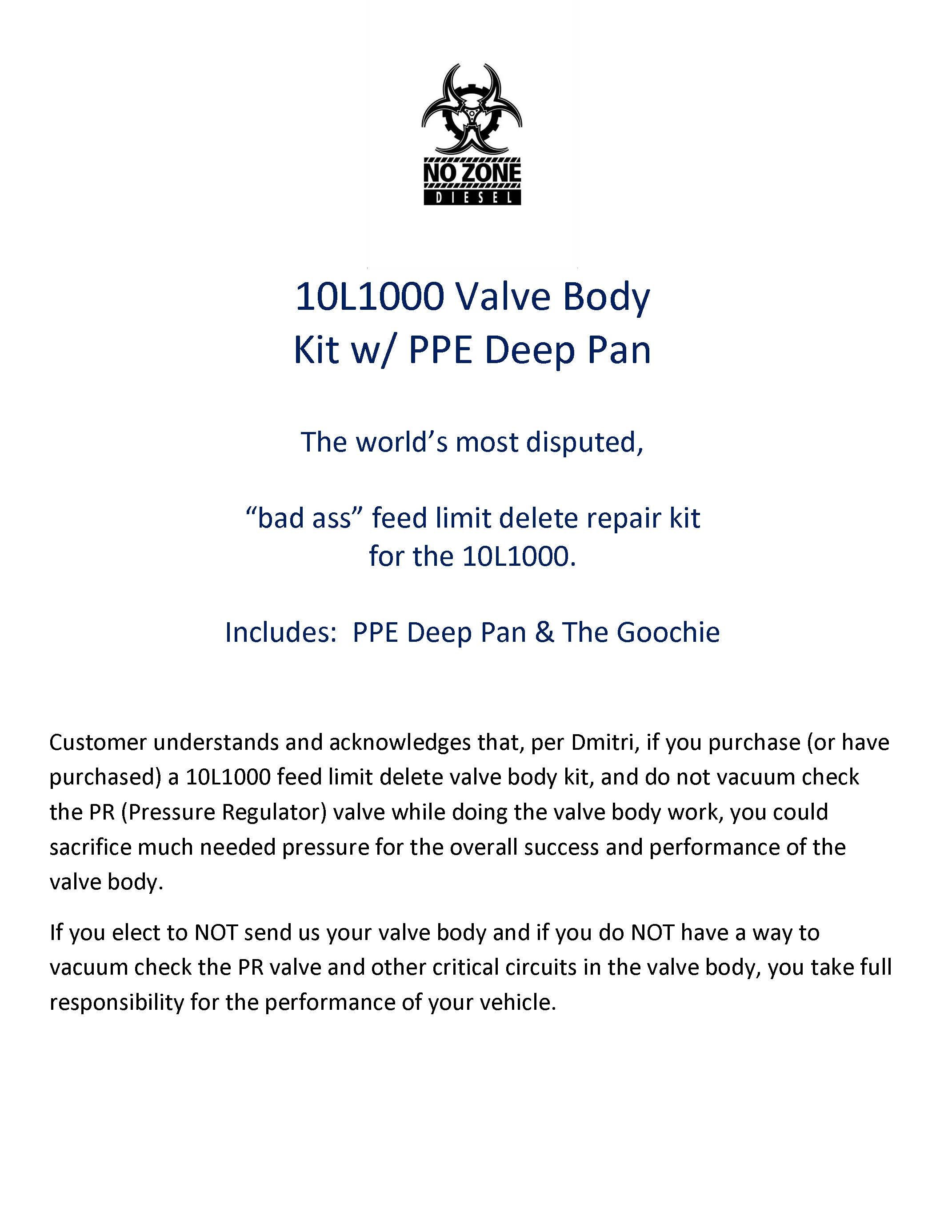 10L1000 Feed Limit Kit with Deep Pan - Kit "As Is" NO Instructions