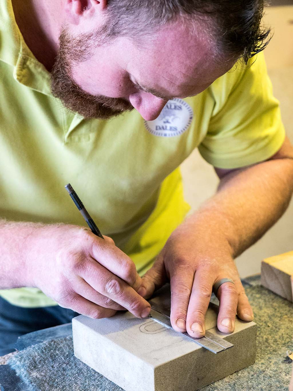 Marking up my demonstration stone