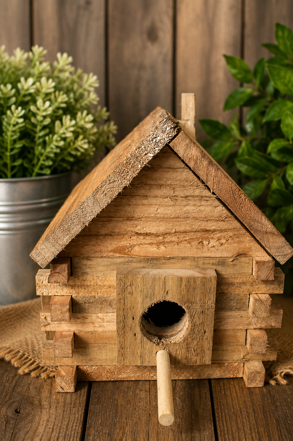 Handcrafted Log Cabin 1 wood birdhouse
