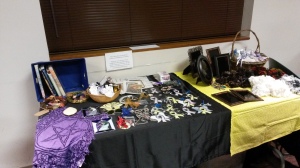 Some of  our extra raffle and silent auction items - most are not pictured as auction had ended, and the big raffle basket was on the registration table!