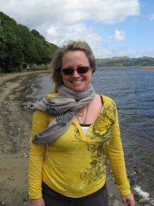 Me on the beach at Port Merion near to the cave that to me was reminiscent of Merlin's Cave.
