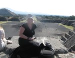 Me on the Temple of the Moon, with Central Altar in front, Dec. 30, 2014 at Teotihuacan