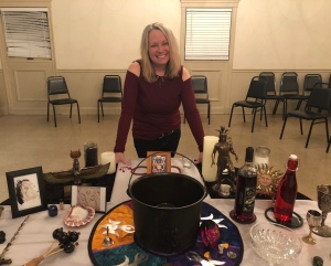 Kassia S. Morgan, Founder, Minister & High Priestess of the Spirit’s Edge Shamonial Temple & Tradition at our Winter Solstice / Yule Ritual & Salon on Dec. 15, 2018