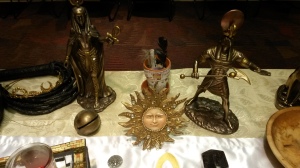 Center/North on our Spirit's Edge Shamonial Temple altar last night - Ra is on the right, and of course, the Sun is in the center. Blessed be!
