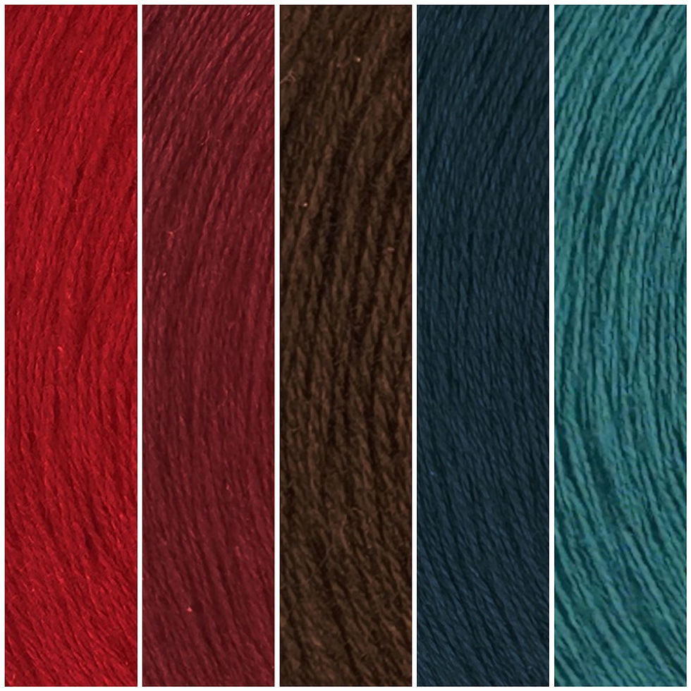 Red, burgundy and teal colour chart
