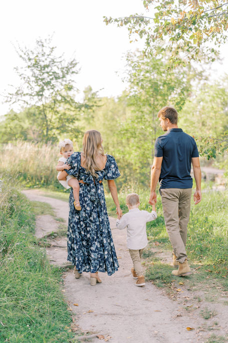 Family walking on path