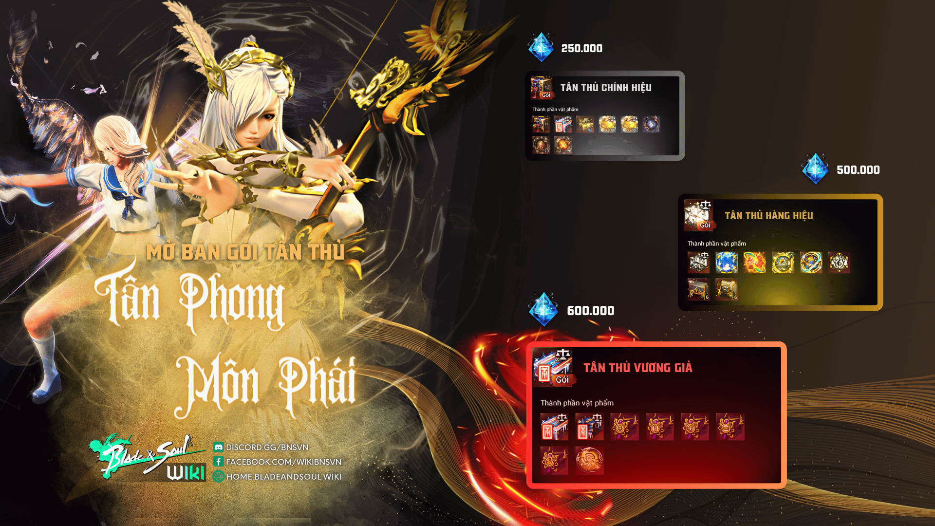 MỞ BÁN GÓI HỖ TRỢ TÂN THỦ - TÂN PHONG MÔN PHÁI | Blade & Soul WIKI