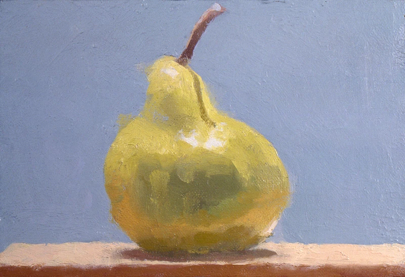 Pear at Noon, oil/panel, 4" x 6" 
