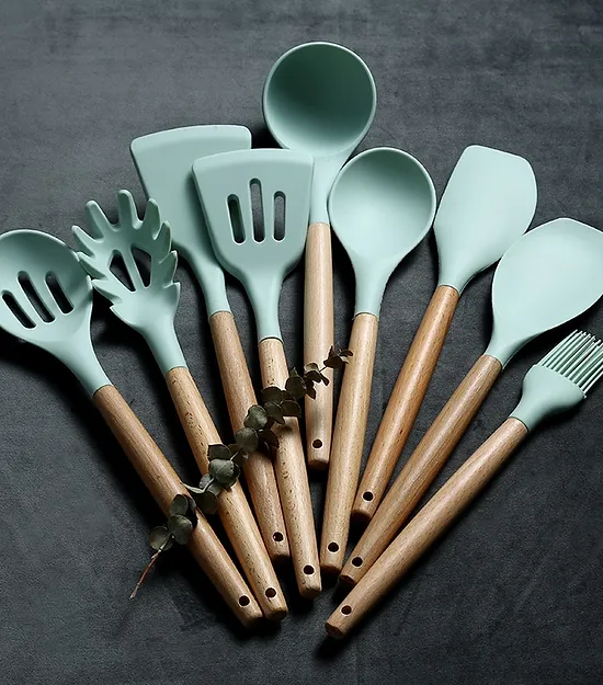 Versatile Kitchen Trio: Silicone Spatula Spoon Tongs