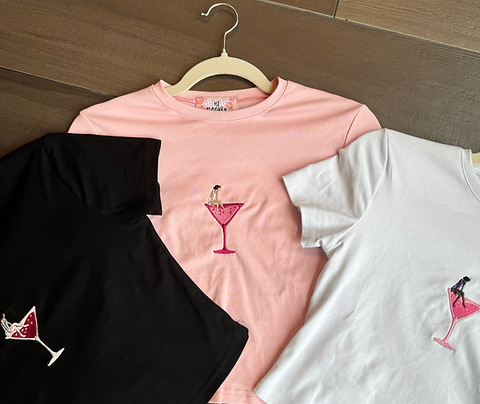 Embroidered Martini Girl Crop Top