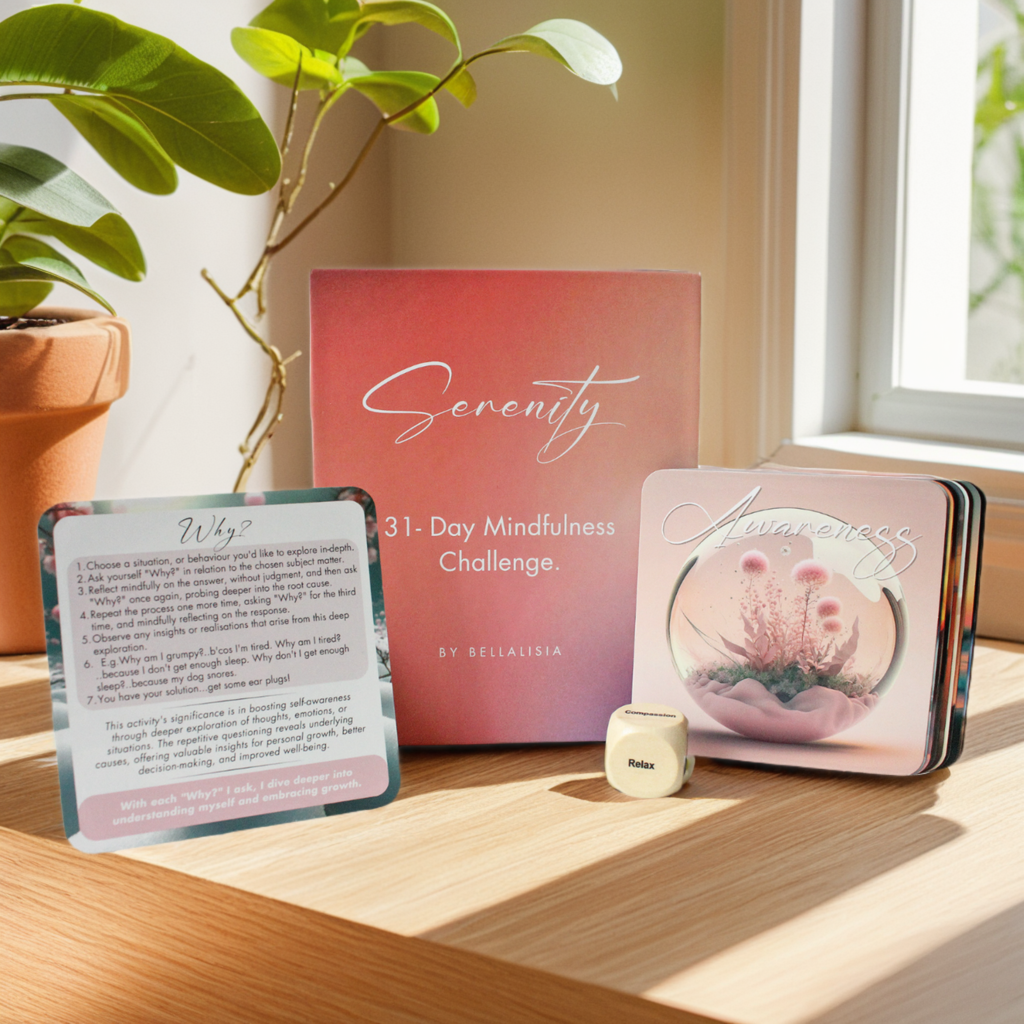 Mindfulness Cards Meditation Gift for Wellbeing, neatly presented on a calm table top