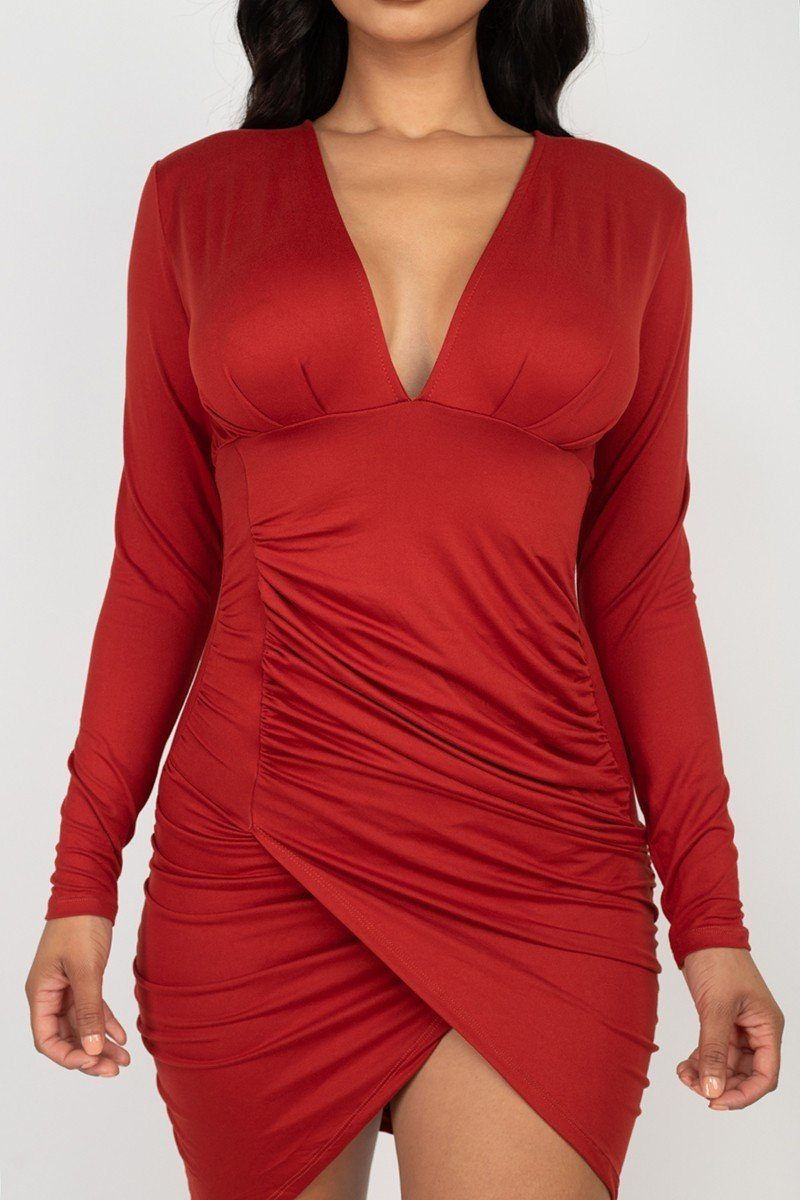 Thumbnail: Ruched Wrap Bodycon Dress