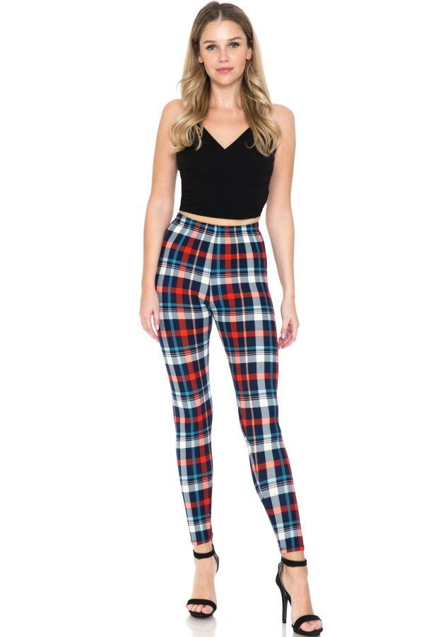 Thumbnail: Multi Printed, High Waisted, Leggings With An Elasticized Waist Band
