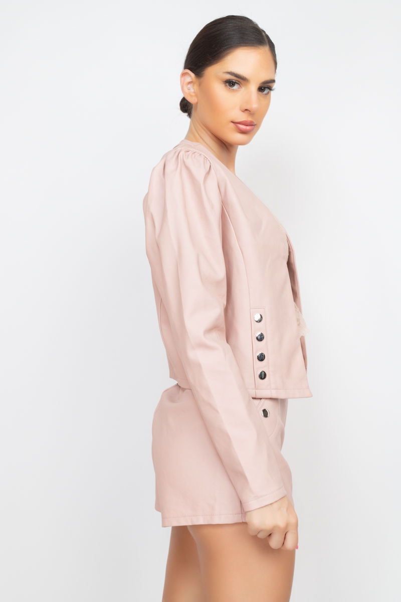 Thumbnail: Side Button Detailed Jacket & Shorts Set