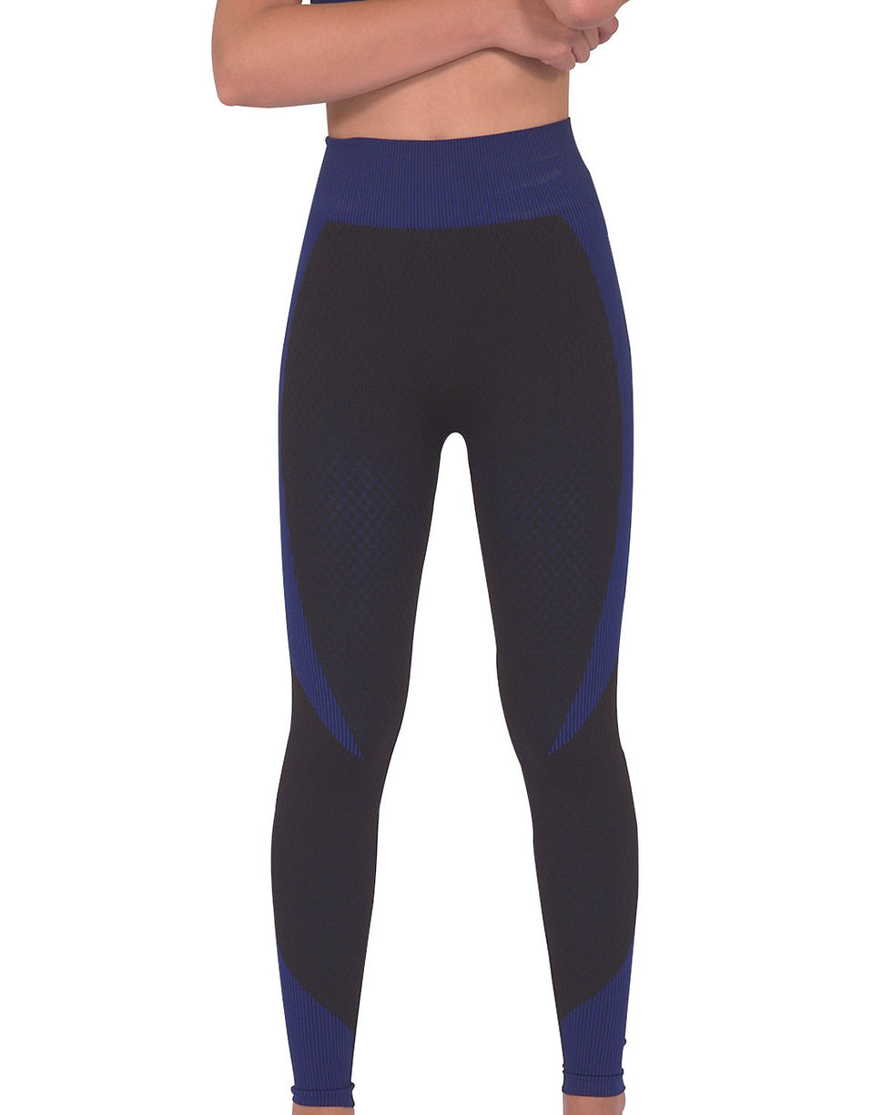 Thumbnail: Trois Seamless Legging - Black With Navy