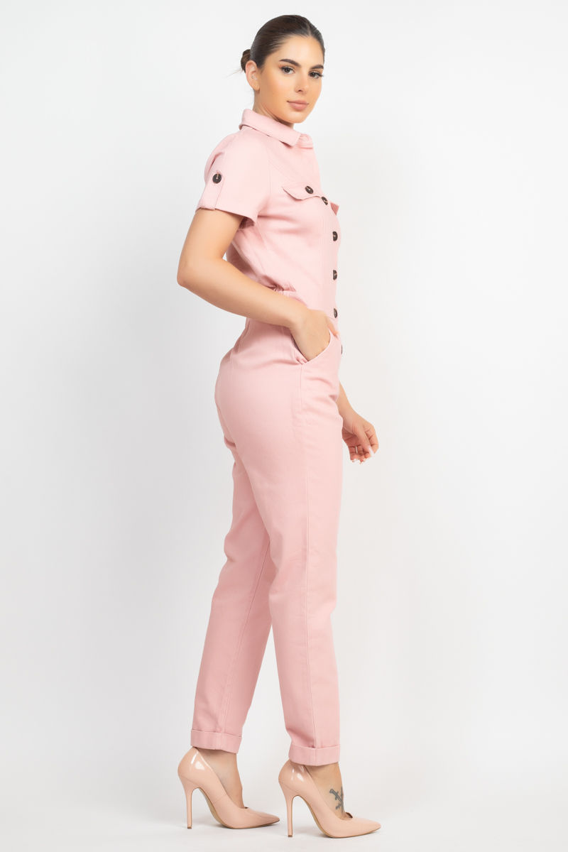 Thumbnail: Collared Button-front Jumpsuit