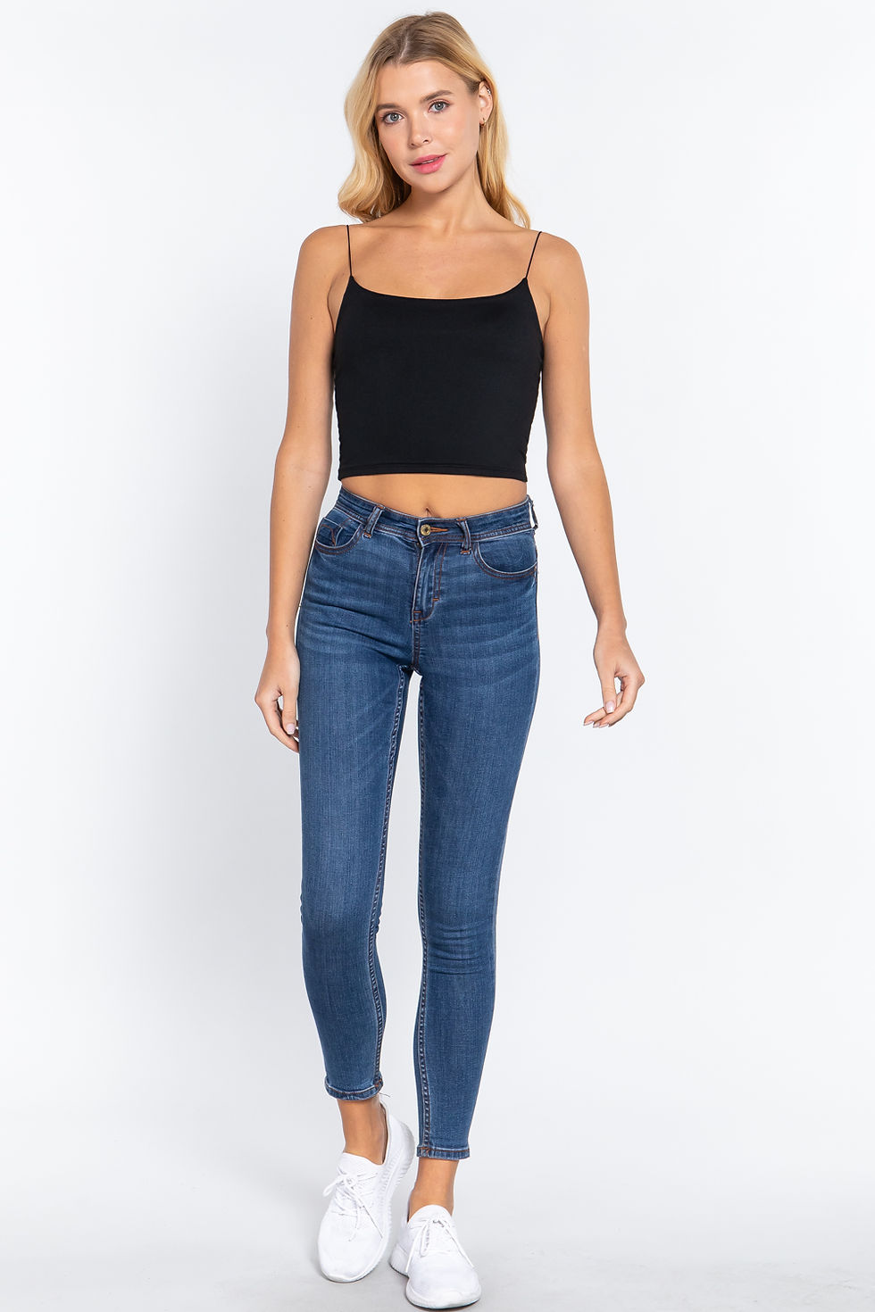 Thumbnail: Elastic Strap Two Ply Dty Brushed Knit Cami Top