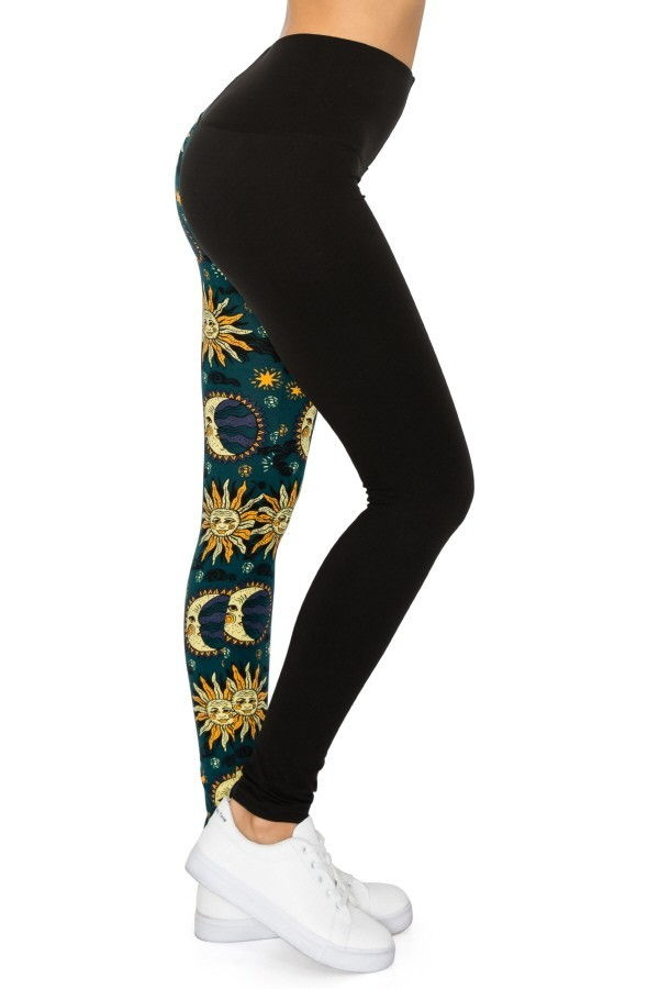 Thumbnail: Spliced 5-inch Long Yoga Style Banded Lined Knit Legging With High Waist